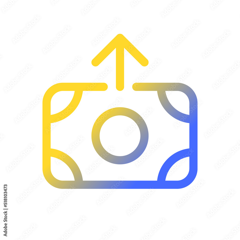 Poster outbound cash pixel perfect gradient linear ui icon. payment and purchase. currency transaction. lin