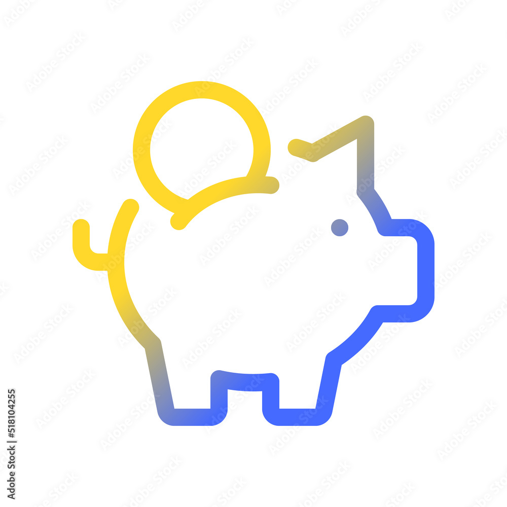 Poster put coin into piggy bank pixel perfect gradient linear ui icon. save money. budget and capital. line