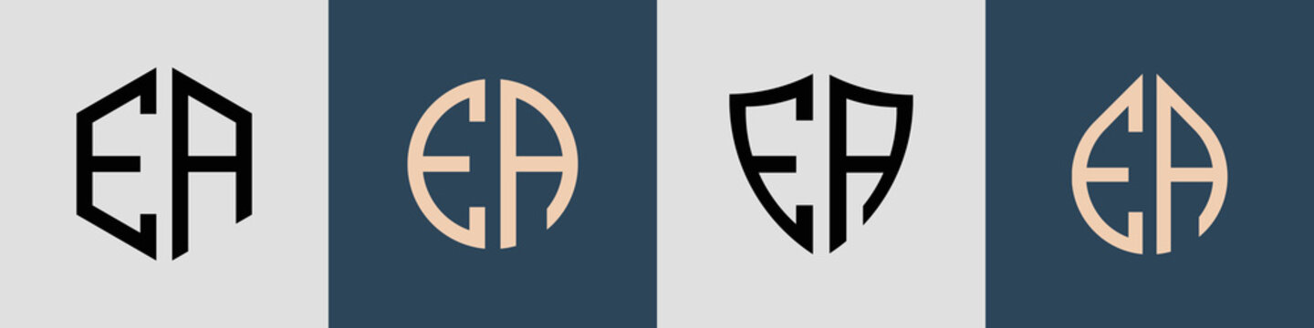 Creative simple Initial Letters EA Logo Designs Bundle.