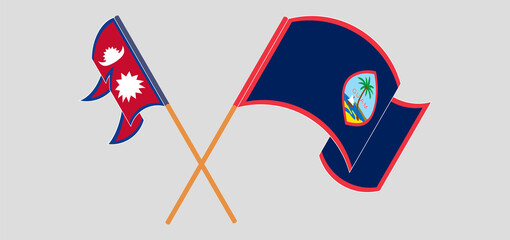 Crossed flags of Nepal and Guam. Official colors