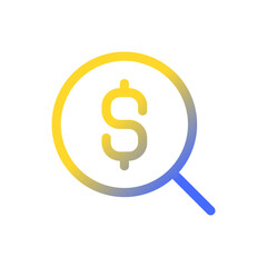 Fototapeta premium Search for best currency exchange rate pixel perfect gradient linear ui icon. Finance and banking. Line color user interface symbol. Modern style pictogram. Vector isolated outline illustration