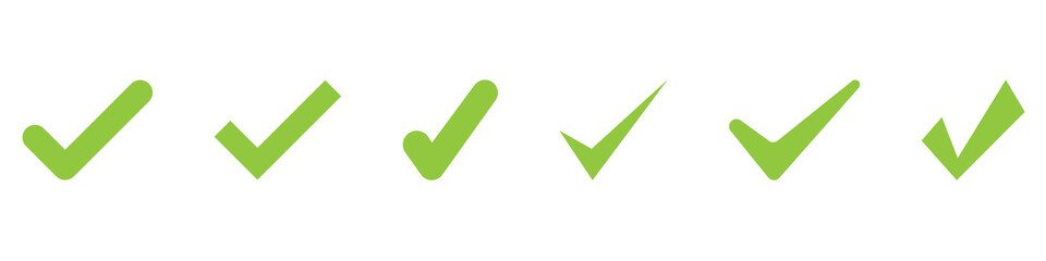 green tick on fomer backgrounds.Vector illustration.