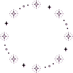 円形のフレーム　キラキラ　シンプルな線　ピンク