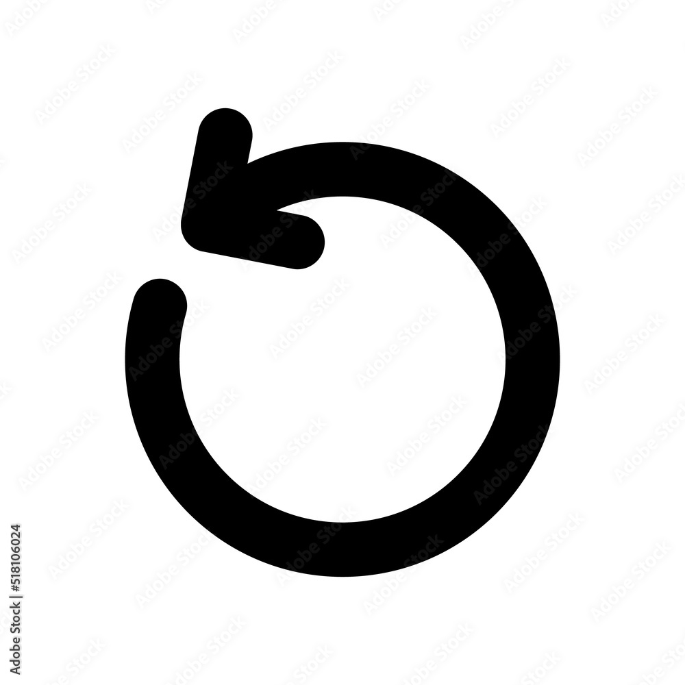 Poster turn black glyph ui icon. refresh page. rotating arrow. counter clockwise. user interface design. si