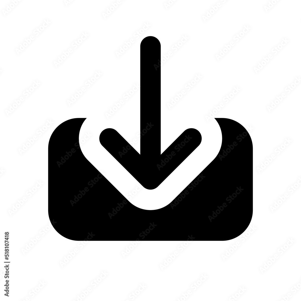 Poster download file black glyph ui icon. uploading process. transfer data to storage. user interface desig