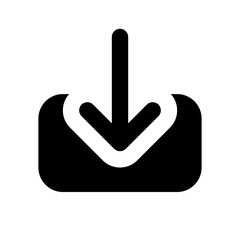 Download file black glyph ui icon. Uploading process. Transfer data to storage. User interface design. Silhouette symbol on white space. Solid pictogram for web, mobile. Isolated vector illustration