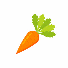 Carrot vegetable vector icon colored..... EPS 10. Vegetarian flat illustration. Farm market product. Agriculture concept. Fresh healthy organic food..Crop concept for vegan. Isolated on white.