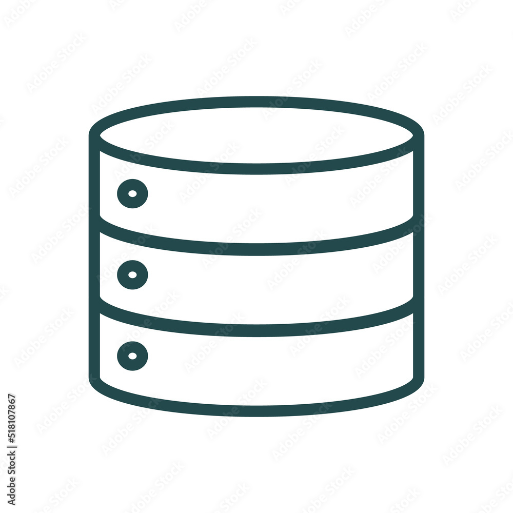 Poster simple cylinder server icon. hosting and storage. vector.