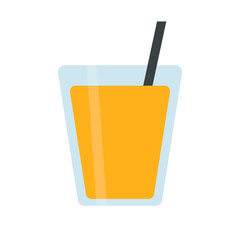 Orange juice icon with straw. Vector.
