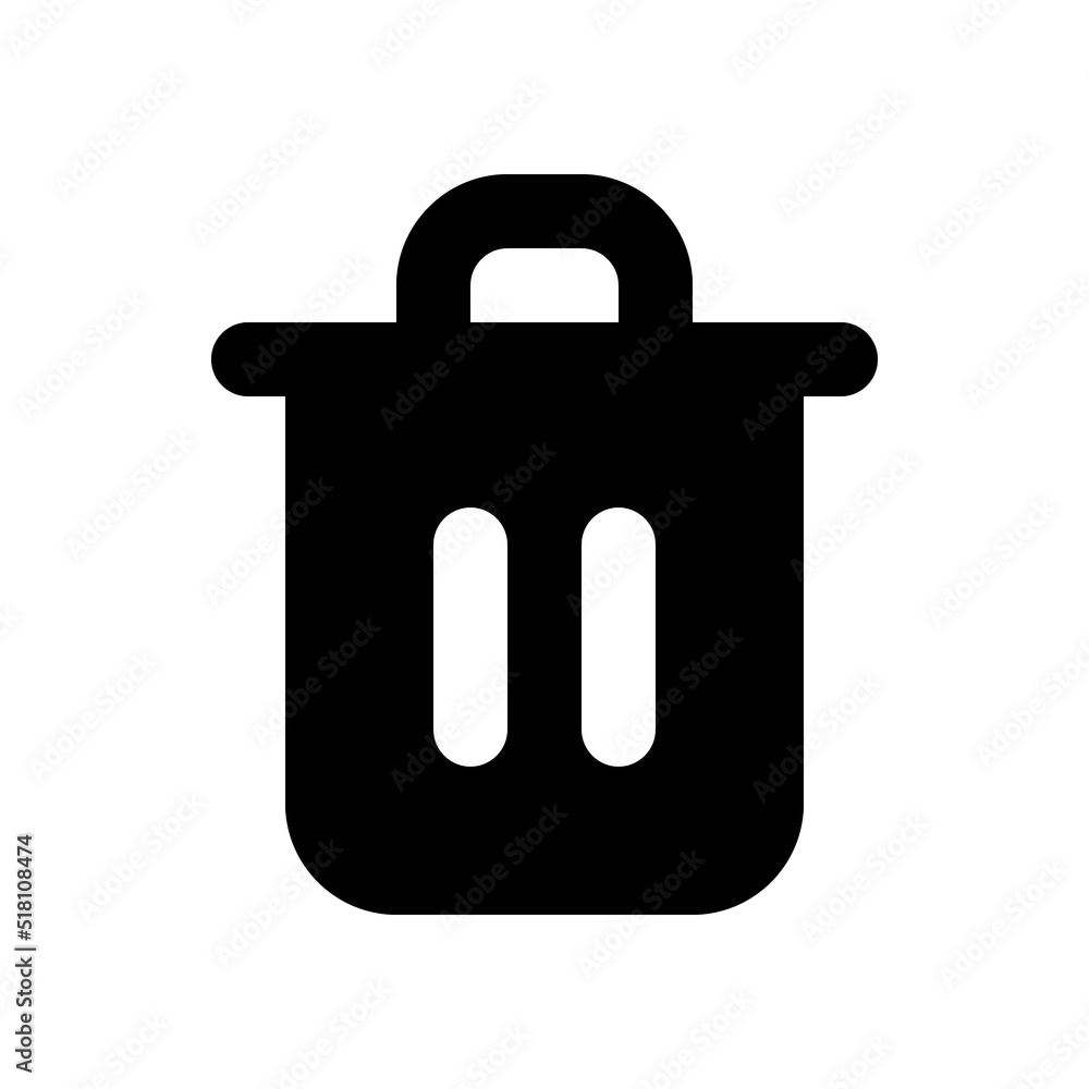 Poster trash can black glyph ui icon. delete button. recycle bin. waste container. user interface design. s