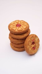 Pile of strawberry jam biscuits