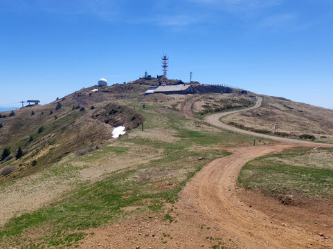 view from Pancicev vrh on Kopaonik mountain in Serbia in bright spring day