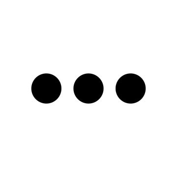 Three Horizontal Dots Menu Black Glyph Ui Icon. Meatballs Menu. Additional Items. User Interface Design. Silhouette Symbol On White Space. Solid Pictogram For Web, Mobile. Isolated Vector Illustration