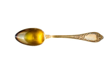 Olive oil. Spain olive oil in glass transparent bowl with tomato. Close-up, Isolated on white background.