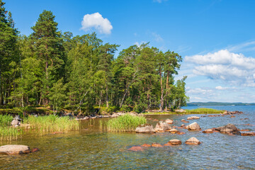 Beautiful landscape view on a lake shore