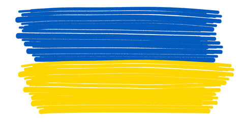 Ukrainian flag - Abstract blue yellow brushstroke paint in the colors of the flag of Ukraine, isolated on white background illustration