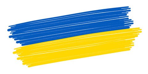 Ukrainian flag - Abstract blue yellow brushstroke paint in the colors of the flag of Ukraine, isolated on white background illustration
