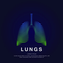 Human lungs medical structure. Vector logo lungs color silhouette on a dark background. Lungs care logo vector template suitable for organization, company, or community. EPS 10