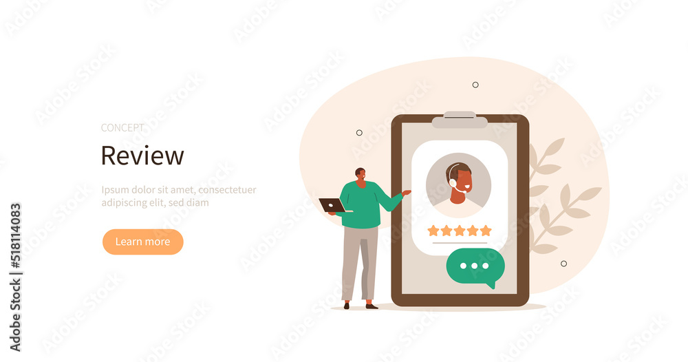 Poster customer support. character asking for feedback for helpdesk or call center operator. user experienc