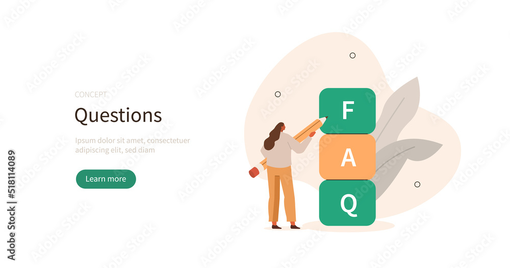 Poster frequency asked questions and helpdesk. characters contacting with helpdesk service, asking question
