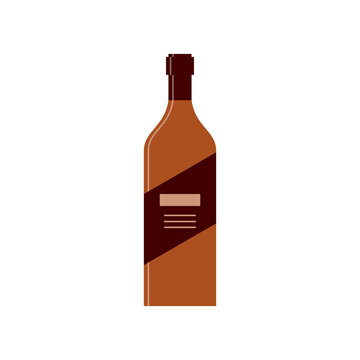 Bottle of whiskey, great design for any purposes. Flat style. Color form. Party drink concept. Simple image shape
