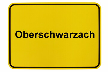 Illustration eines Ortsschildes von Oberschwarzach in Bayern - obrazy, fototapety, plakaty