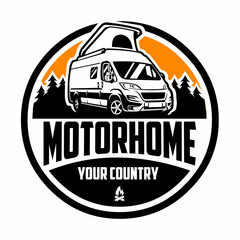 Motorhome camper van circle emblem logo illustration. Best for sticker and tshirt related design © bonky