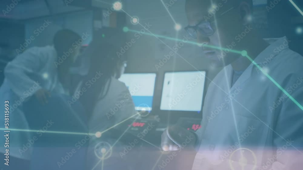 Poster animation of network of connections over laboratory workers