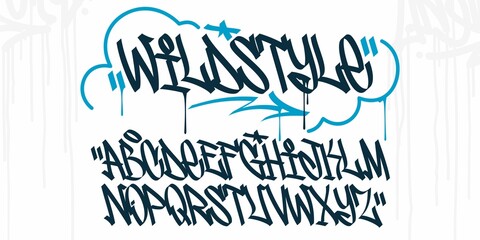 Abstract Handwritten Hiphop Graffiti Street Art Style Font Alphabet Vector Illustration Template