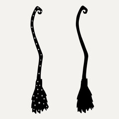 Set of witch brooms, vector art