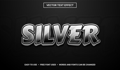 Naklejka na ściany i meble Silver Editable Vector Text Effect.