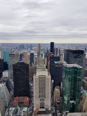 Manhattan skyline view from the top, new york city, usa. View from the rooftop of the Rockefeller center