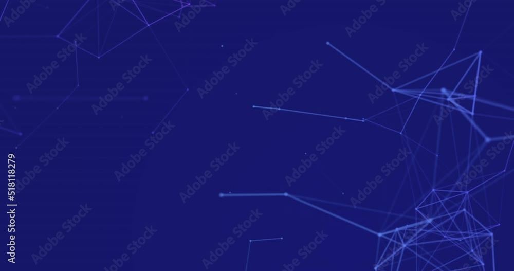 Poster animation of network of connections with icons over blue background
