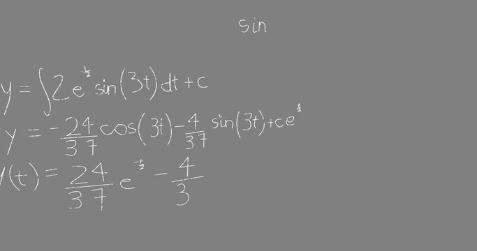 Animation of math graps and data over grey background