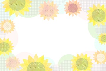 ひまわりのフレーム 夏の向日葵 格子柄