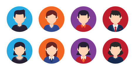 Male and female avatars - Characters in flat design style.