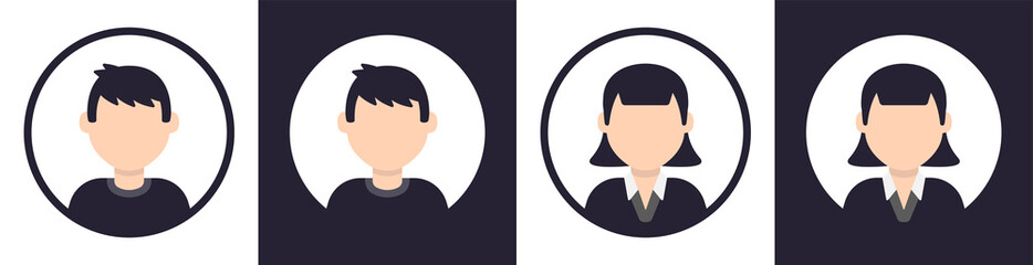 Man and woman avatar profile picture icon set. Vector illustration