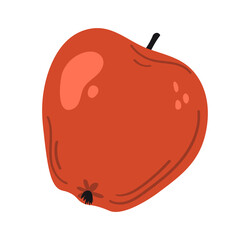 Red apple isolated on white background. Vector illustration. 