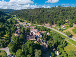 Frauenalb monastery with landscape of the Alb valley near Marxzell in the Black Forest