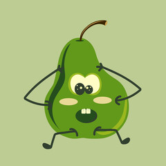 A shocking green cartoon pear