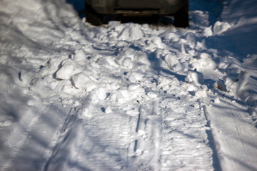 tires tracks on snow