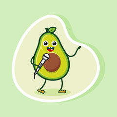 Cute avocado characters, playing music, vocals, singing