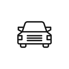 Road, transport, traffic sign. Vector symbol perfect for adverts, store, shops, books. Editable stroke. Line icon of front view of car
