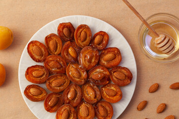 Apricot with honey and almonds