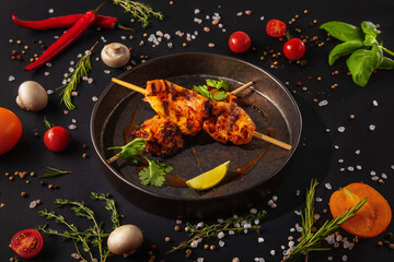 Fried chicken with vegetables