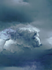 digital drawing of bad weather with clouds and storm