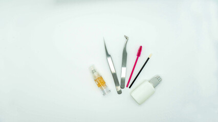 Pinzette, Bubillon, Serum, für Wimpernverlängerung