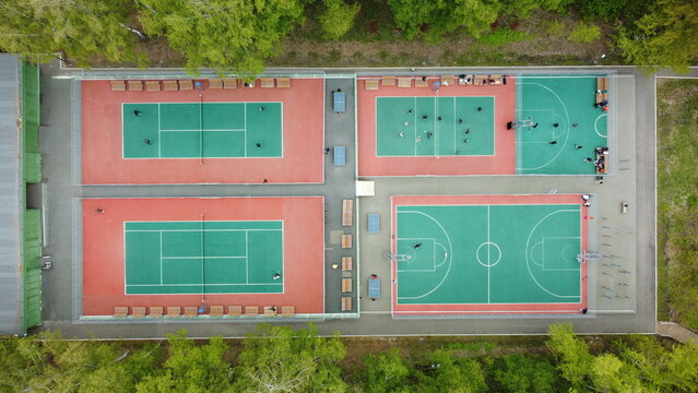 Switzerland Park. Sports grounds. Drone photo