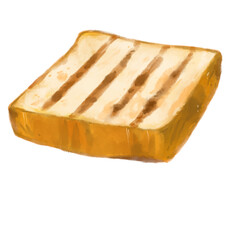 Toast grill soft slice of bread watercolor painting illustration