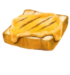 Grill cheese sandwich Cheddar with toast watercolor painting illustration